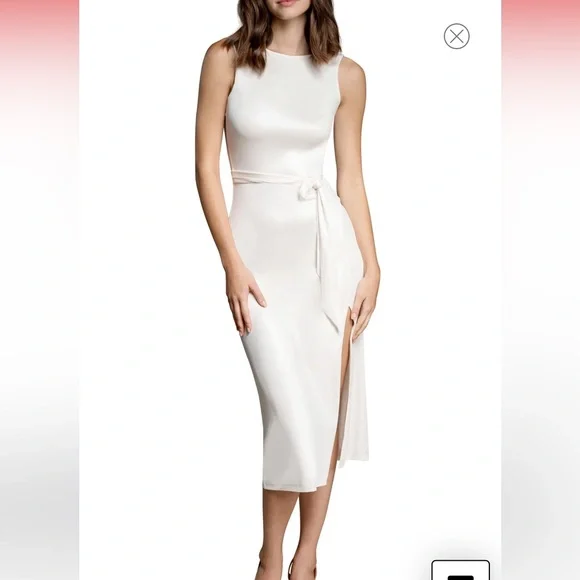 Dress The Population Karlie Sleeveless Body-Con Midi Cocktail Dress  White